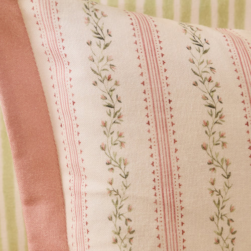 Striped Pink Cushions - Primavera Printed Feather Filled Cushions Blossom Voyage Maison