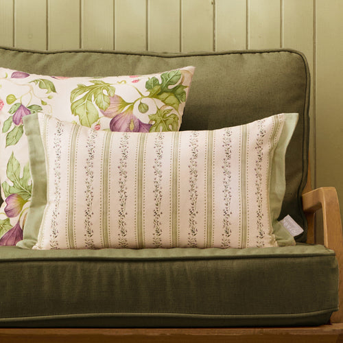 Striped Green Cushions - Primavera Printed Feather Filled Cushions Clover Voyage Maison