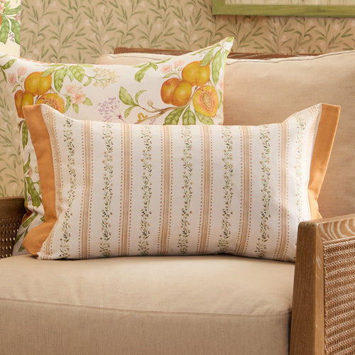 Floral Orange Cushions - Primavera Printed Feather Filled Cushions Melba Voyage Maison