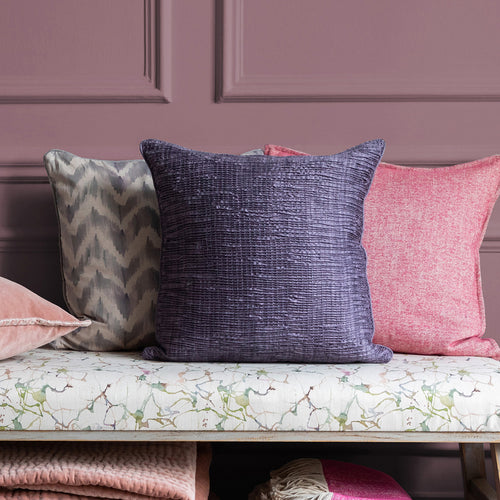 Additions Rainfall Embroidered Feather Cushion in Aubergine