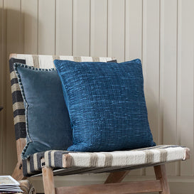 Additions Rainfall Embroidered Feather Cushion in Bluebell