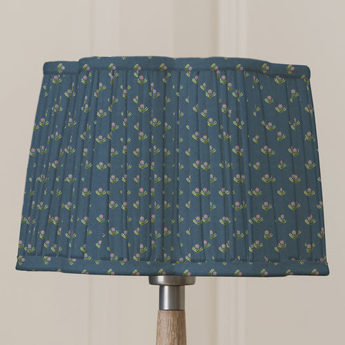 Floral Blue Lighting - Raja Pleated Scalloped Lamp Shade Denim Voyage Maison