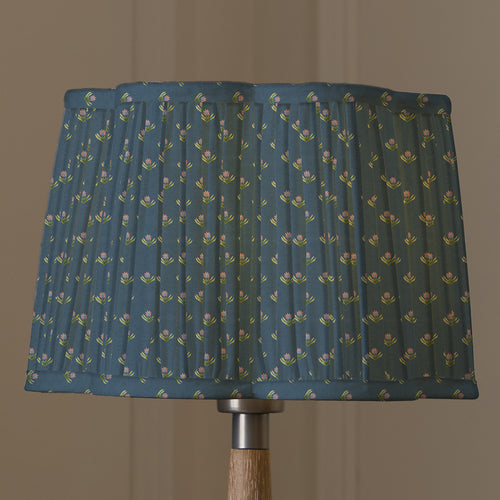 Floral Blue Lighting - Raja Pleated Scalloped Lamp Shade Denim Voyage Maison