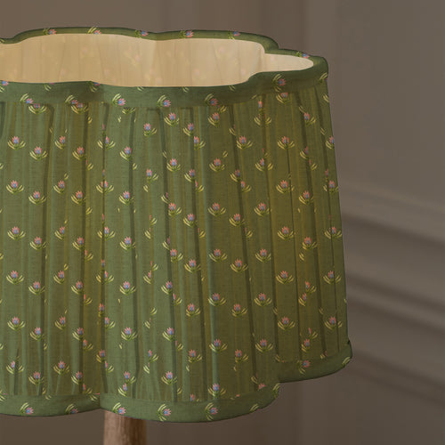 Floral Green Lighting - Raja Pleated Scalloped Lamp Shade Sage Voyage Maison