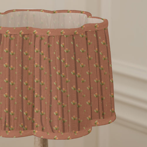 Floral Orange Lighting - Raja Pleated Scalloped Lamp Shade Terracotta Voyage Maison