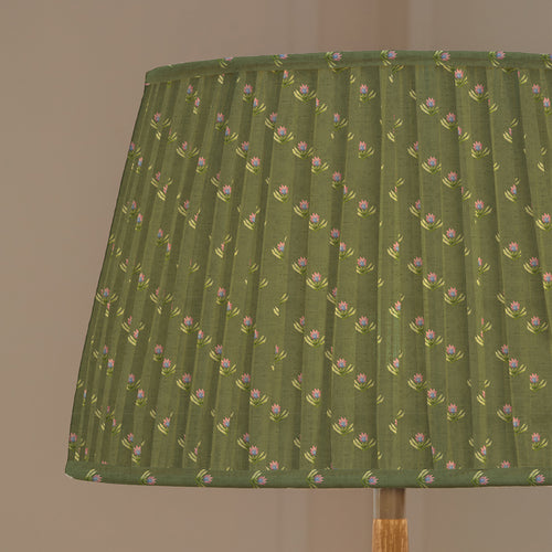 Floral Green Lighting - Raja Pleated Tapered Lamp Shade Sage Voyage Maison