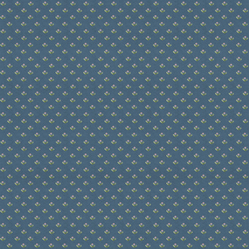 Floral Blue Fabric - Raja Printed Cotton Fabric (By The Metre) Denim Voyage Maison