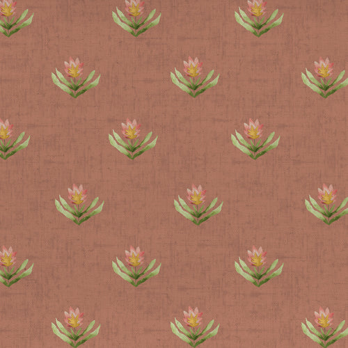 Floral Orange Fabric - Raja Printed Cotton Fabric (By The Metre) Terracotta Voyage Maison