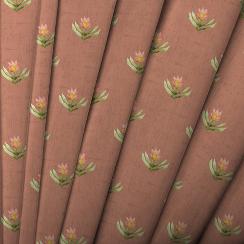 Floral Orange Fabric - Raja Printed Cotton Fabric (By The Metre) Terracotta Voyage Maison