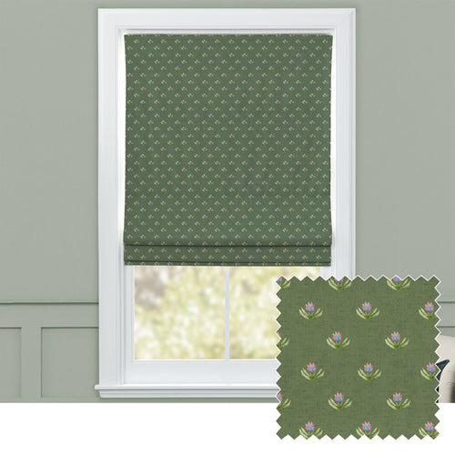 Floral Green M2M - Raja Printed Cotton Made to Measure Roman Blinds Sage Voyage Maison