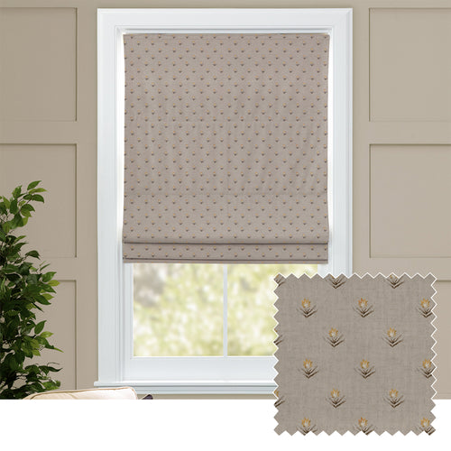 Floral Beige M2M - Raja Printed Cotton Made to Measure Roman Blinds Stone Voyage Maison