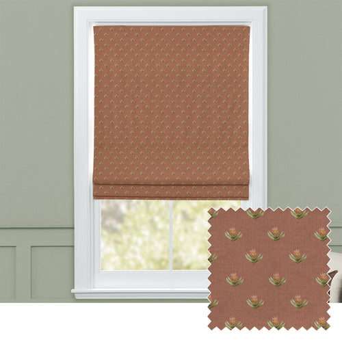 Floral Orange M2M - Raja Printed Cotton Made to Measure Roman Blinds Terracotta Voyage Maison