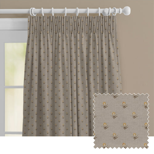 Floral Beige M2M - Raja Printed Cotton Made to Measure Curtains Stone Voyage Maison