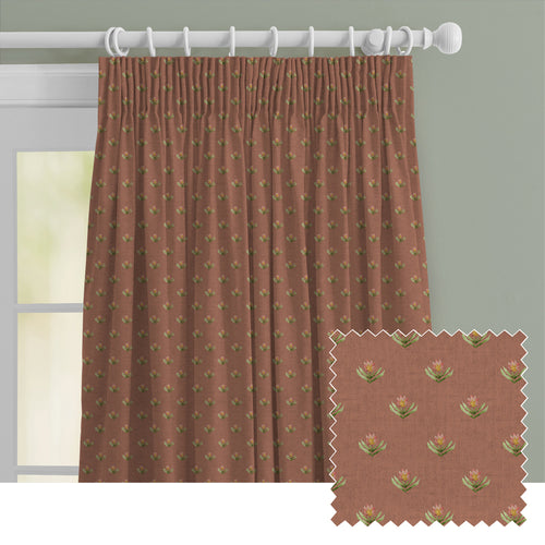 Floral Orange M2M - Raja Printed Cotton Made to Measure Curtains Terracotta Voyage Maison