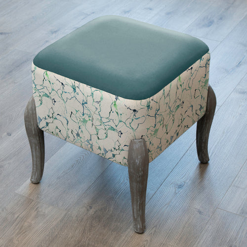Abstract Blue Furniture - Ralf Square Footstool Carrara Ocean Additions