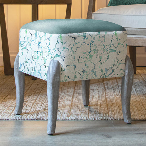 Abstract Blue Furniture - Ralf Square Footstool Carrara Ocean Additions
