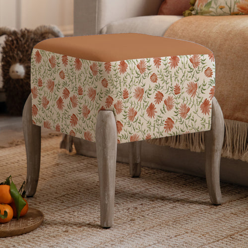 Floral Orange Furniture - Ralf  Footstool Elai Terracotta Voyage Maison