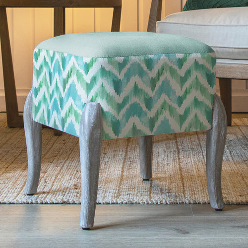 Geometric Blue Furniture - Ralf Square Footstool Savannah Isla Additions
