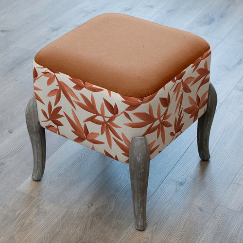 Floral Orange Furniture - Ralf Square Footstool Silverwood Sienna Additions
