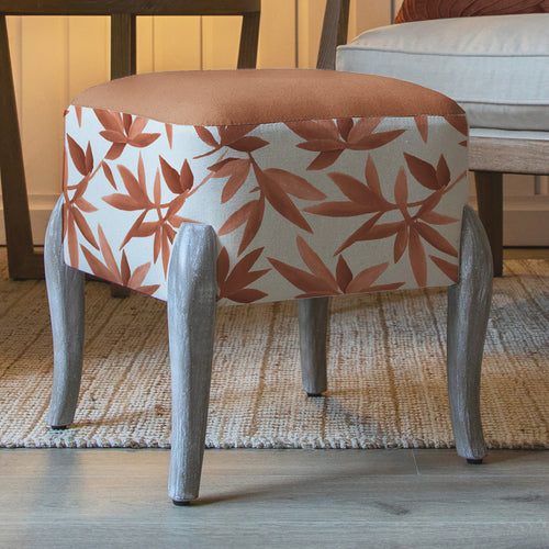 Floral Orange Furniture - Ralf Square Footstool Silverwood Sienna Additions
