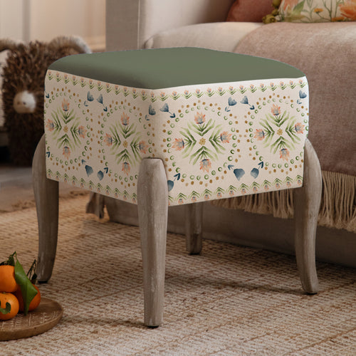 Floral Green Furniture - Ralf  Footstool Sera Sage Voyage Maison