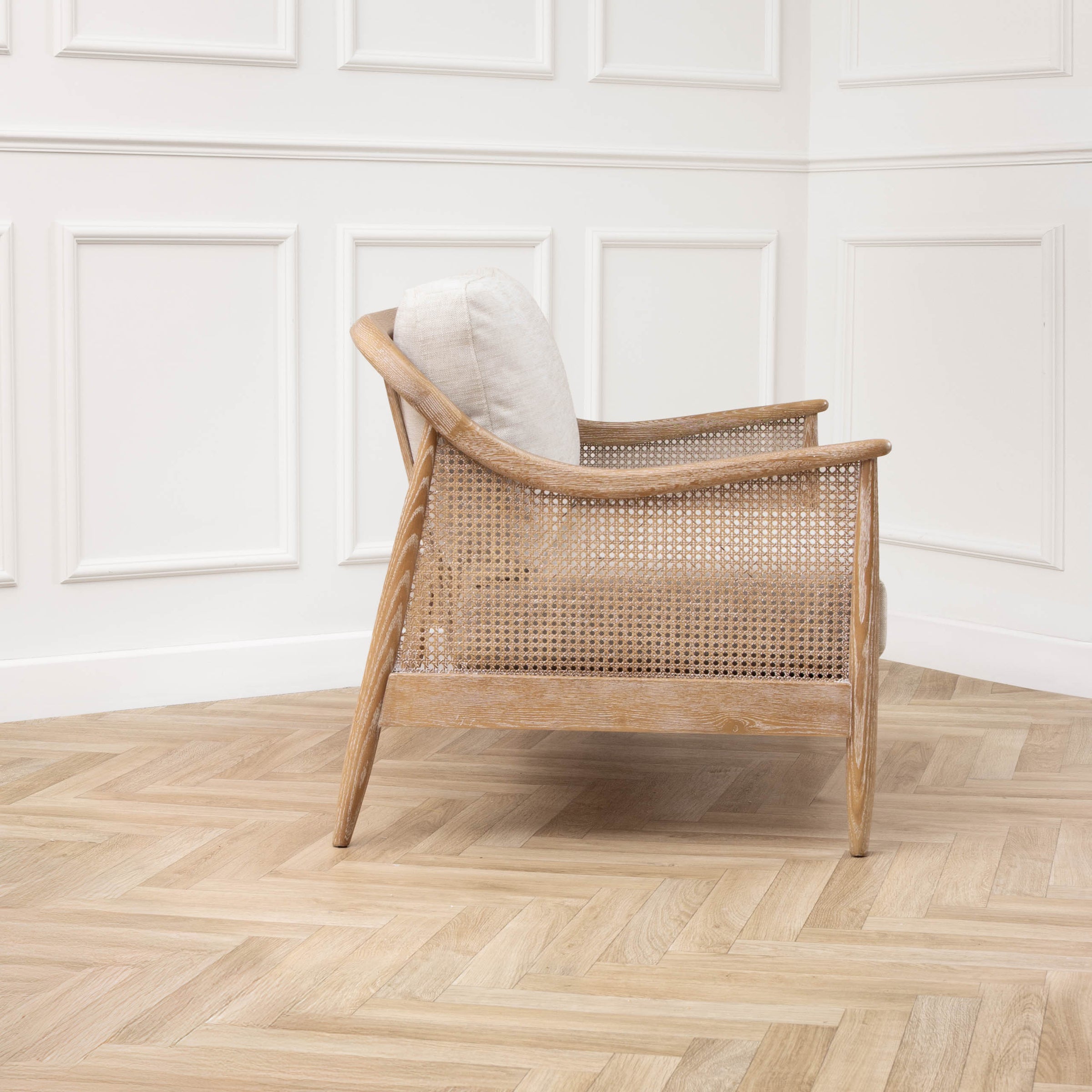 Beige Rattan Linen Remi Linen Rattan Chair | Beige Furniture | Voyage Maison