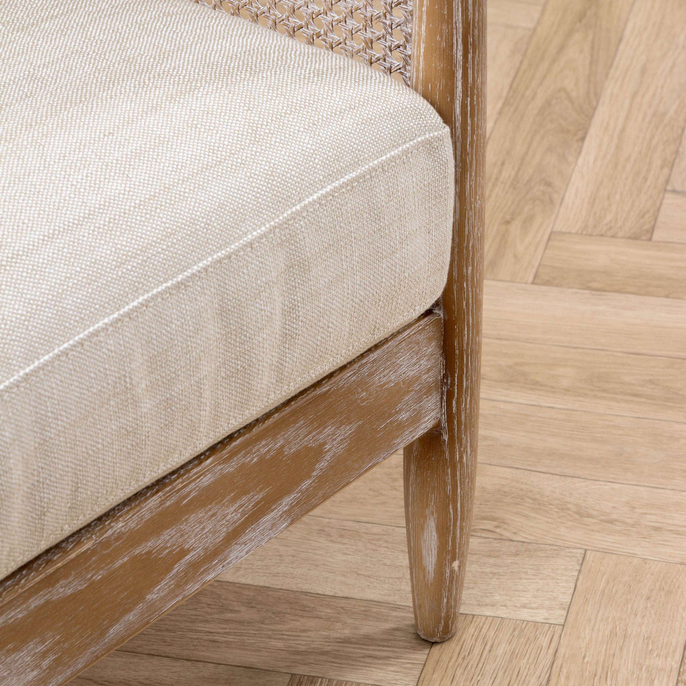 Beige Rattan Linen Remi Linen Rattan Chair | Beige Furniture | Voyage Maison