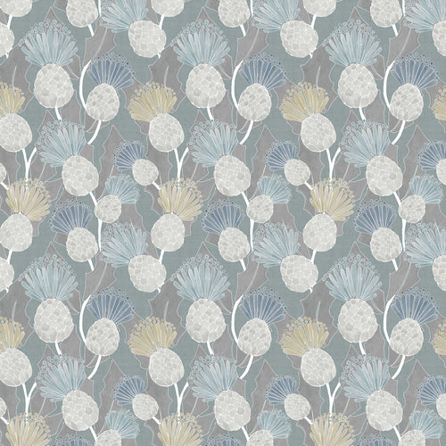 Floral Blue Fabric - Reyne Printed Cotton Fabric (By The Metre) Duck Egg Voyage Maison