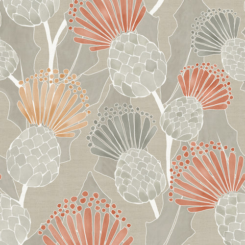 Floral Beige Fabric - Reyne Printed Cotton Fabric (By The Metre) Sandstone Voyage Maison