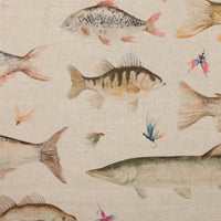  Samples - River Fish Large Printed Fabric Sample Swatch Linen Voyage Maison