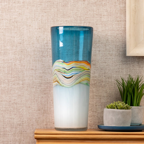  Blue Glassware - Rhian Hand-Blown Vase Agate Voyage Maison