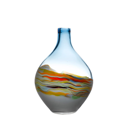  Blue Glassware - Rhian Round Hand-Blown Vase Agate Voyage Maison