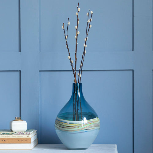 Blue Glassware - Rhian Round Hand-Blown Vase Agate Voyage Maison