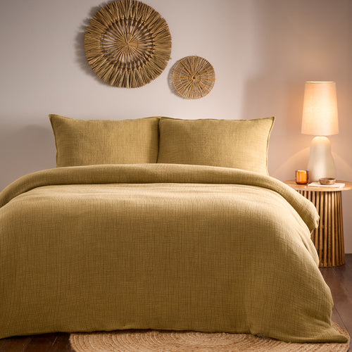 Plain Yellow Bedding - Ribble Acid Washed Duvet Cover Set Honey Yard