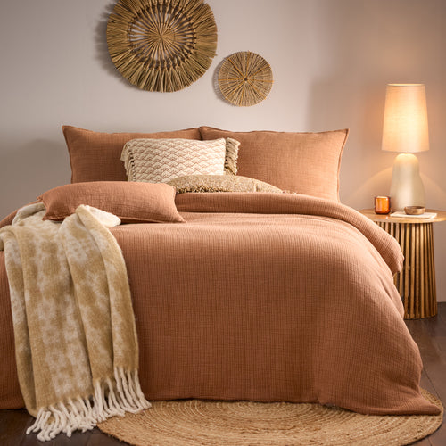 Plain Brown Bedding - Ribble Acid Washed Duvet Cover Set Pecan Yard