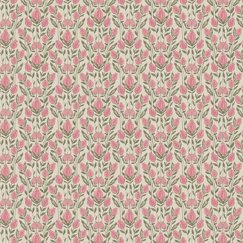 Floral Pink Fabric - Rithani Printed Cotton Fabric (By The Metre) Auburn Voyage Maison
