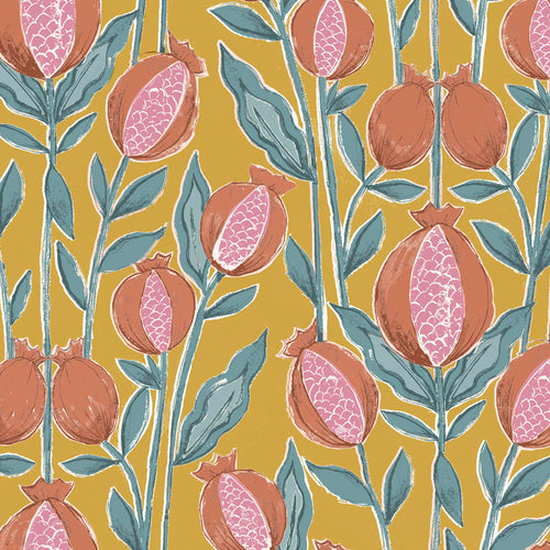 Samples - Rithani Printed Fabric Sample Swatch Gold Voyage Maison
