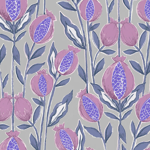 Floral Purple Fabric - Rithani Printed Cotton Fabric (By The Metre) Iris Voyage Maison