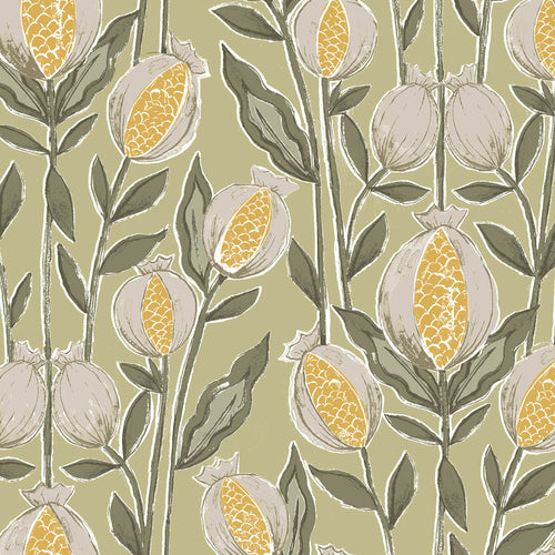 Floral Green Fabric - Rithani Printed Cotton Fabric (By The Metre) Pistachio Voyage Maison