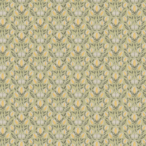 Floral Green Fabric - Rithani Printed Cotton Fabric (By The Metre) Pistachio Voyage Maison