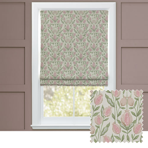 Floral Pink M2M - Rithani Printed Cotton Made to Measure Roman Blinds Blush Cream Voyage Maison