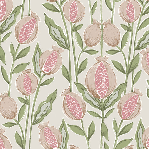 Floral Pink M2M - Rithani Printed Cotton Made to Measure Roman Blinds Blush Cream Voyage Maison