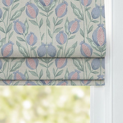 Floral Blue M2M - Rithani Printed Cotton Made to Measure Roman Blinds Mineral Cream Voyage Maison