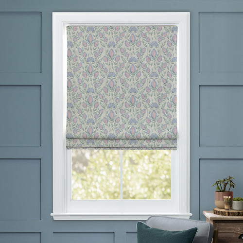 Floral Blue M2M - Rithani Printed Cotton Made to Measure Roman Blinds Mineral Cream Voyage Maison