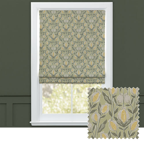 Floral Green M2M - Rithani Printed Cotton Made to Measure Roman Blinds Pistachio Voyage Maison