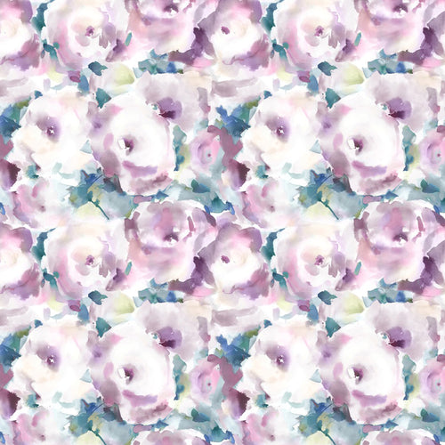 Floral Purple Fabric - Rosa Printed Cotton Fabric (By The Metre) Orchid Voyage Maison