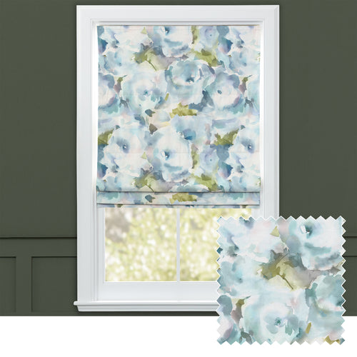 Floral Blue M2M - Rosa Printed Cotton Made to Measure Roman Blinds Duck Egg Voyage Maison