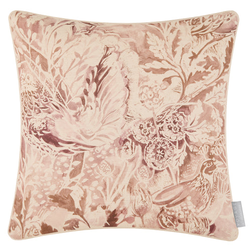 Woodland Pink Cushions - Rothesay Printed Piped  Feather Filled Cushions Coral Voyage Maison