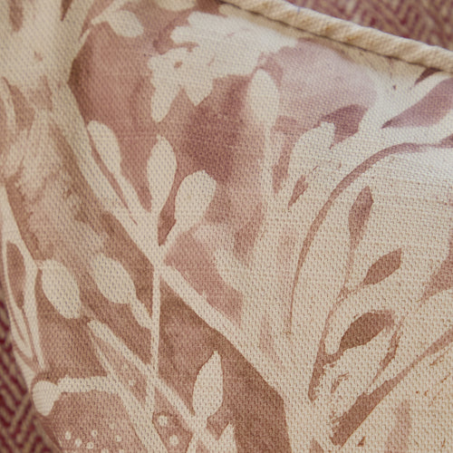 Woodland Pink Cushions - Rothesay Printed Piped  Feather Filled Cushions Coral Voyage Maison