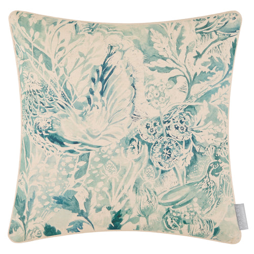 Woodland Blue Cushions - Rothesay Printed Piped  Feather Filled Cushions Duck Egg Voyage Maison